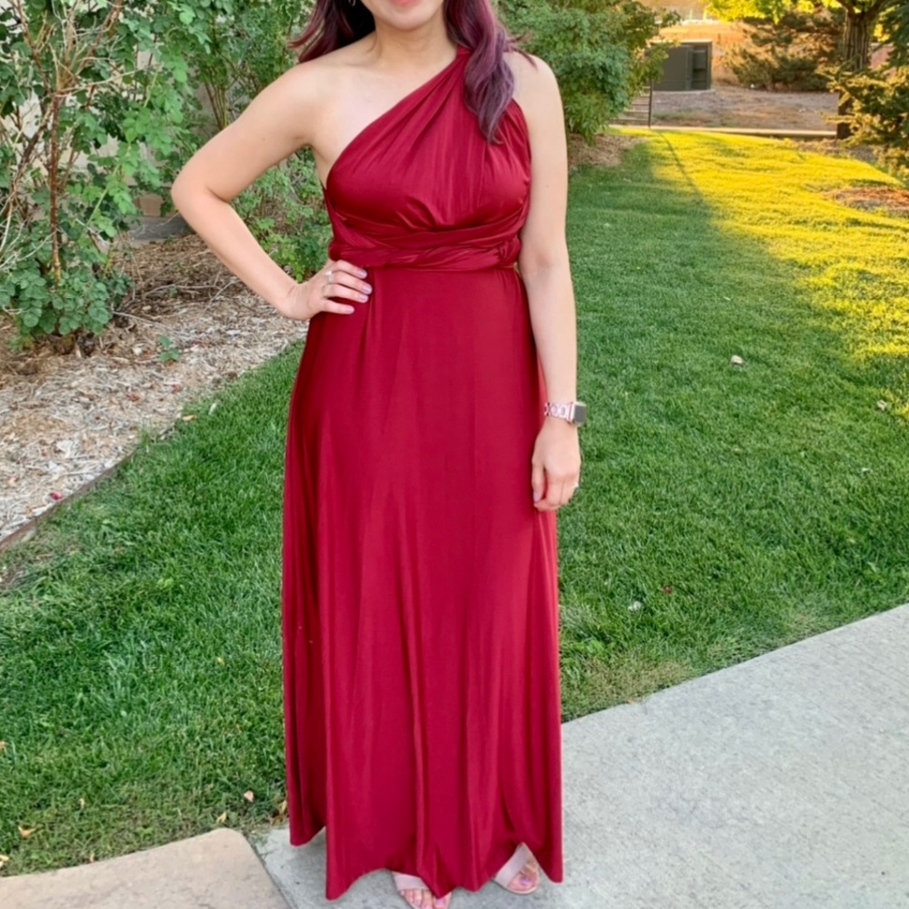 Lulus Convertible Burgundy Maxi Dress
